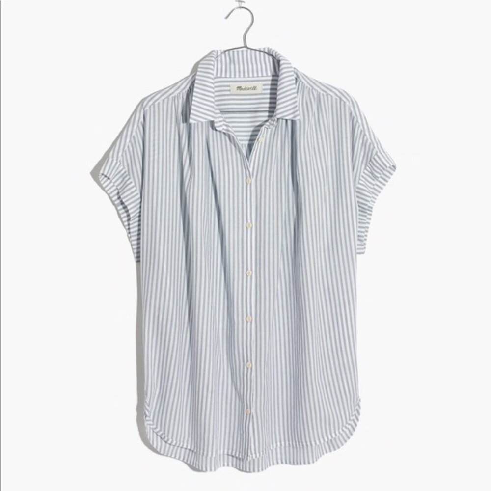 MADEWELL Central Shirt in blue and white stripe, size S
